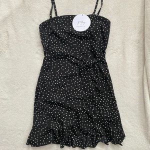 NEW Polka Dot Mini Dress-wrap skirt, ruffle detail